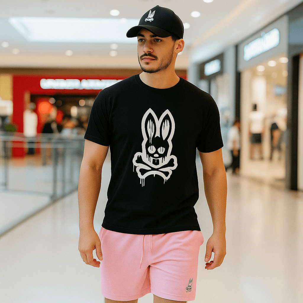 Conjunto Psycho Bunny® Camiseta + Pantaloneta + Gorra