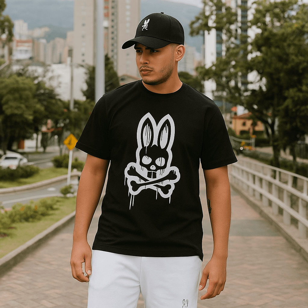 Conjunto Psycho Bunny® Camiseta + Pantaloneta + Gorra
