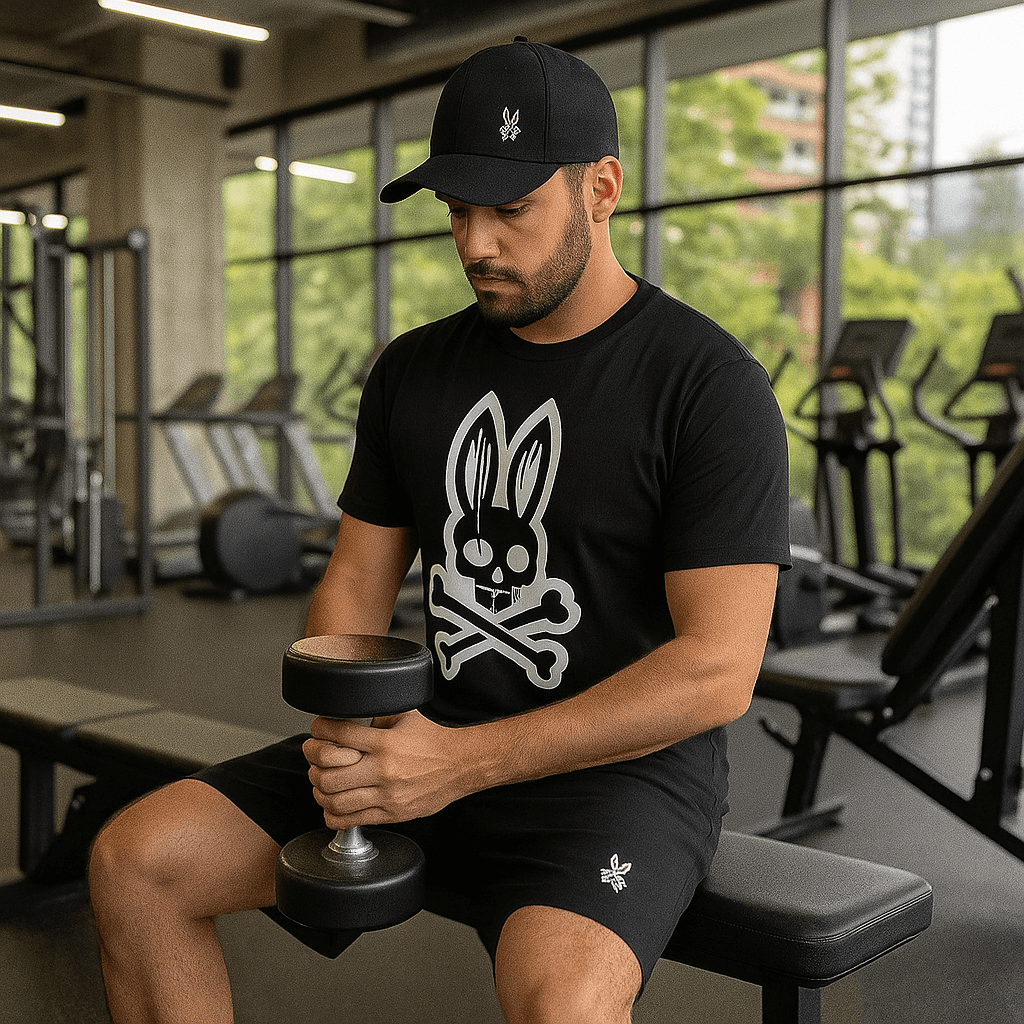 Conjunto Psycho Bunny® Camiseta + Pantaloneta + Gorra